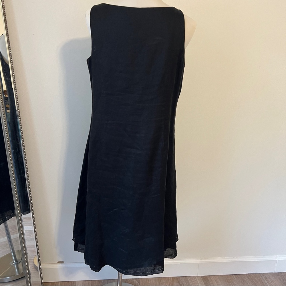Eileen Fisher Black Irish Linen Sleeveless Dress Women’s medium - Picture 2 of 9
